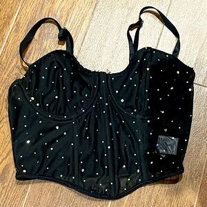 SHEIN bustier black sparkle top small